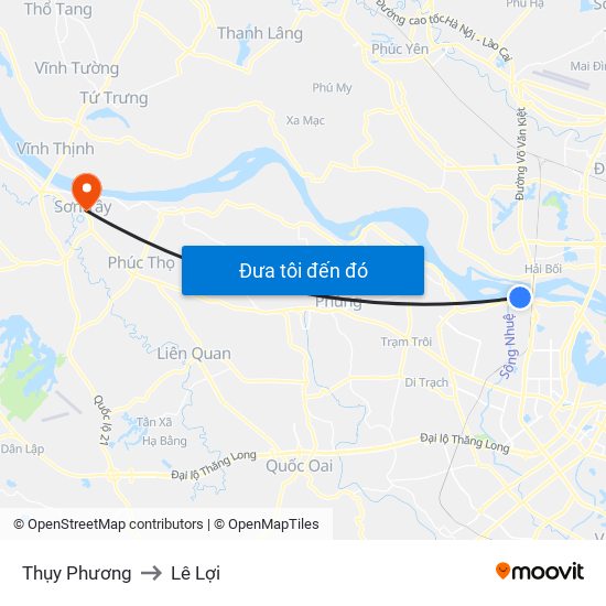 Thụy Phương to Lê Lợi map