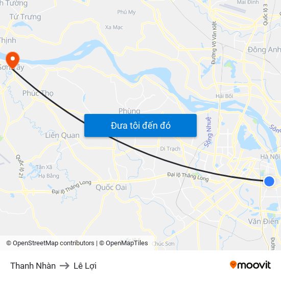Thanh Nhàn to Lê Lợi map
