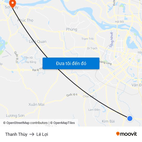 Thanh Thùy to Lê Lợi map