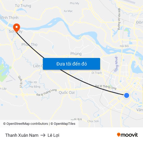 Thanh Xuân Nam to Lê Lợi map