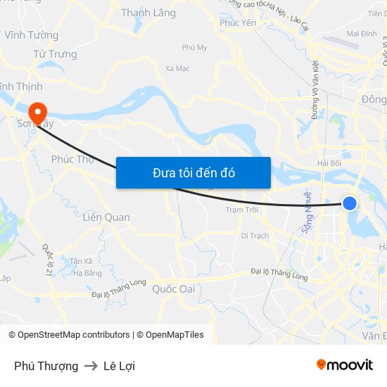 Phú Thượng to Lê Lợi map