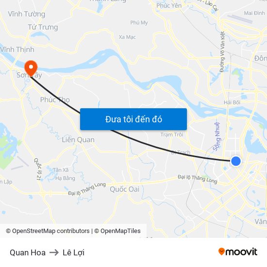 Quan Hoa to Lê Lợi map