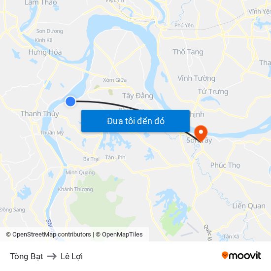 Tòng Bạt to Lê Lợi map