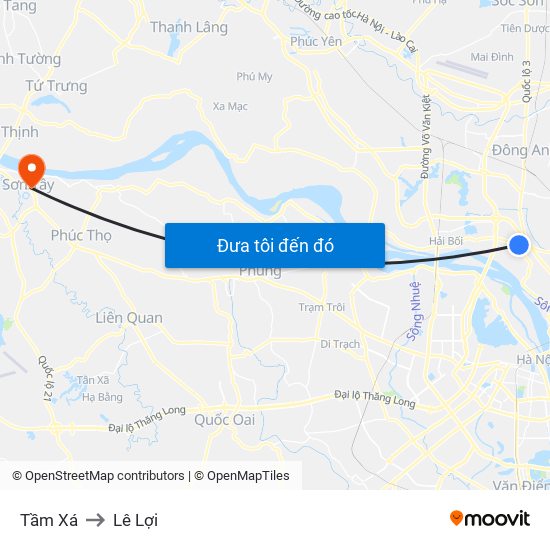 Tầm Xá to Lê Lợi map