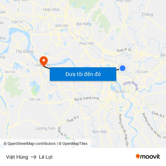 Việt Hùng to Lê Lợi map