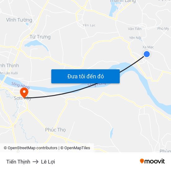 Tiến Thịnh to Lê Lợi map