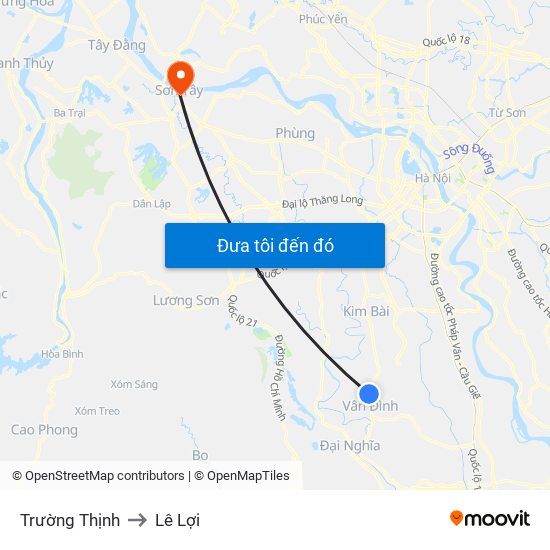 Trường Thịnh to Lê Lợi map