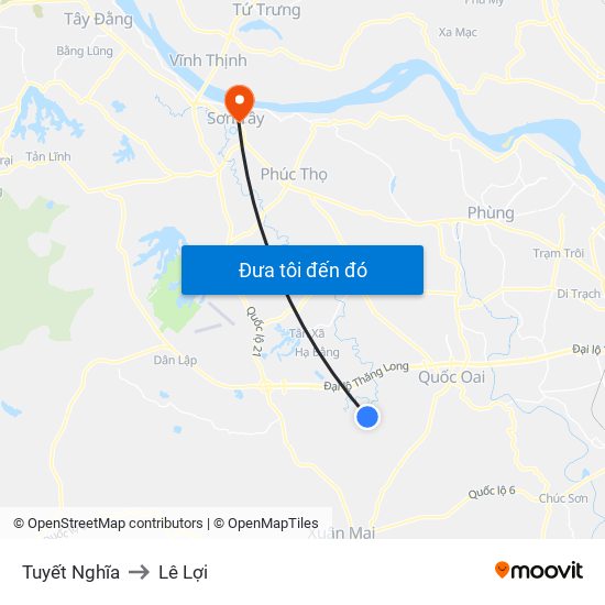 Tuyết Nghĩa to Lê Lợi map