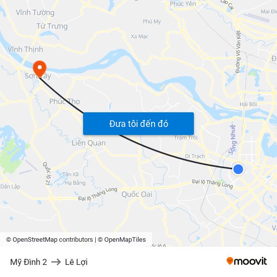 Mỹ Đình 2 to Lê Lợi map