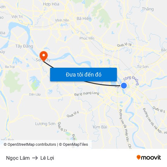 Ngọc Lâm to Lê Lợi map