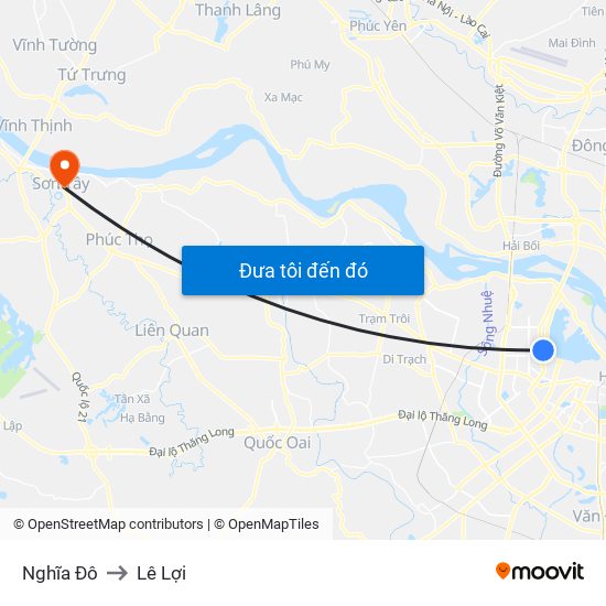 Nghĩa Đô to Lê Lợi map
