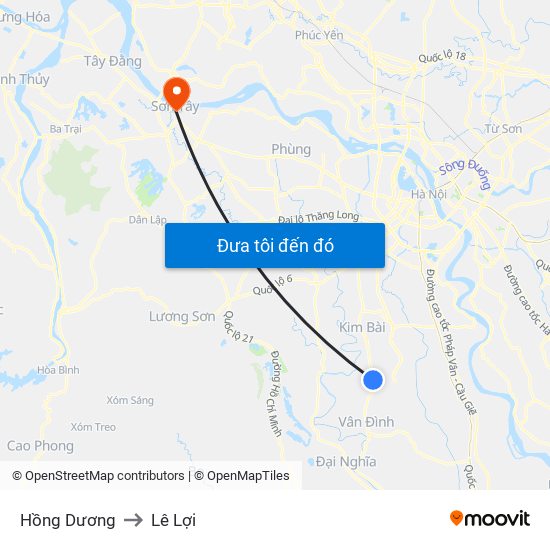 Hồng Dương to Lê Lợi map