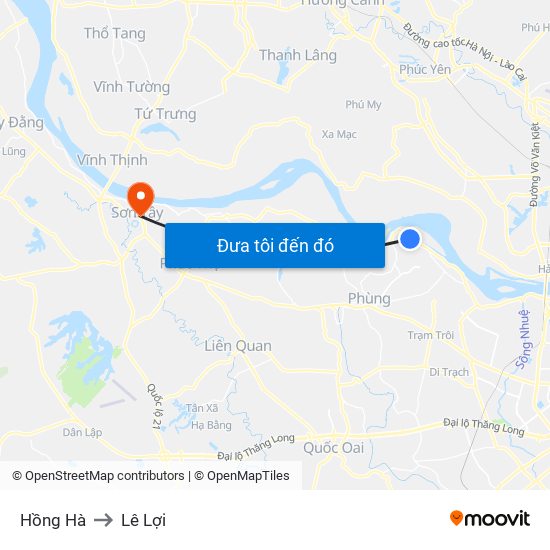 Hồng Hà to Lê Lợi map