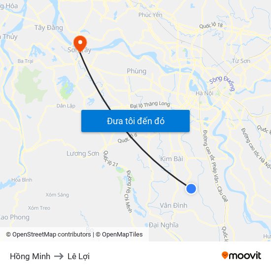 Hồng Minh to Lê Lợi map