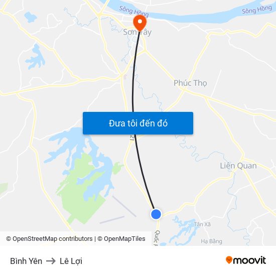 Bình Yên to Lê Lợi map