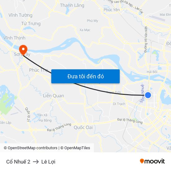 Cổ Nhuế 2 to Lê Lợi map