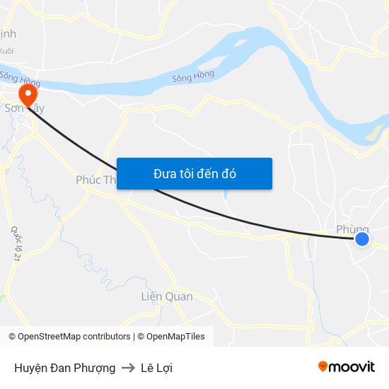 Huyện Đan Phượng to Lê Lợi map