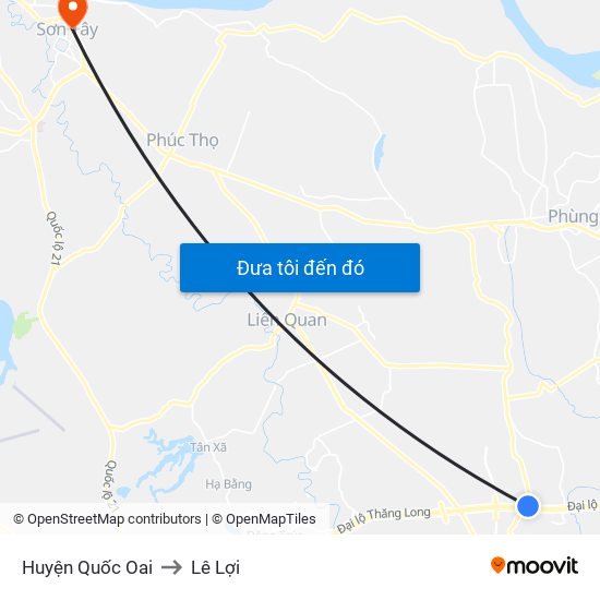 Huyện Quốc Oai to Lê Lợi map