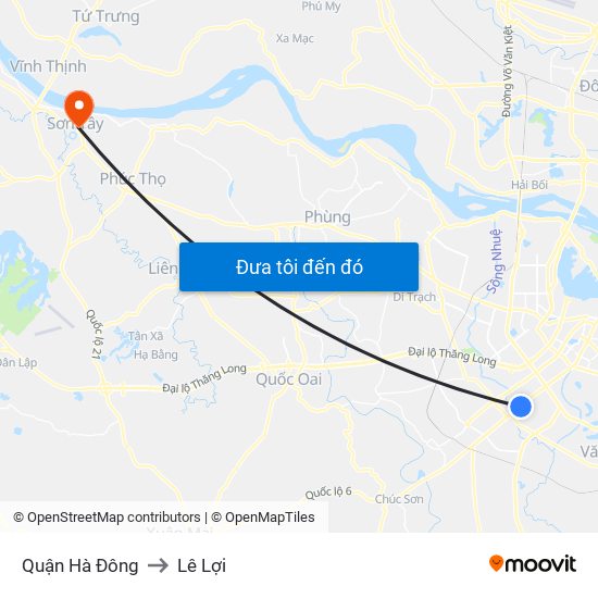 Quận Hà Đông to Lê Lợi map