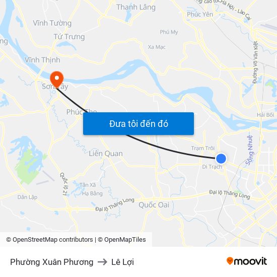 Phường Xuân Phương to Lê Lợi map