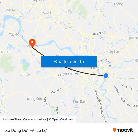 Xã Đông Dư to Lê Lợi map