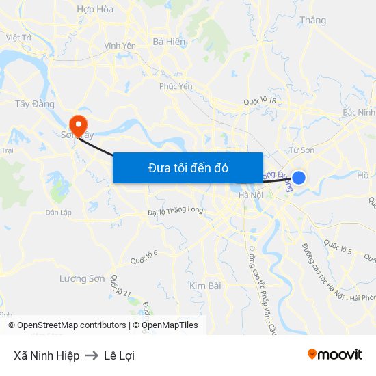 Xã Ninh Hiệp to Lê Lợi map