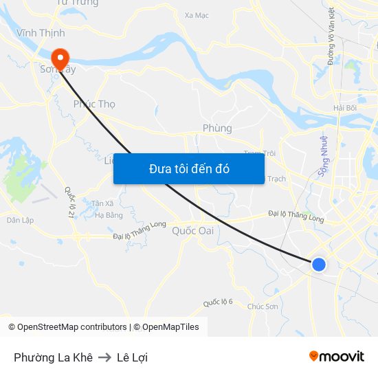 Phường La Khê to Lê Lợi map