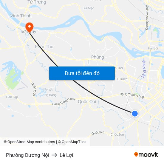 Phường Dương Nội to Lê Lợi map