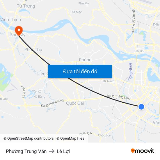 Phường Trung Văn to Lê Lợi map