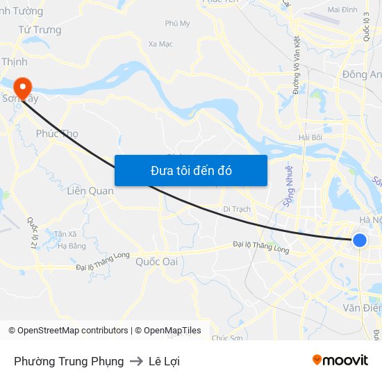 Phường Trung Phụng to Lê Lợi map