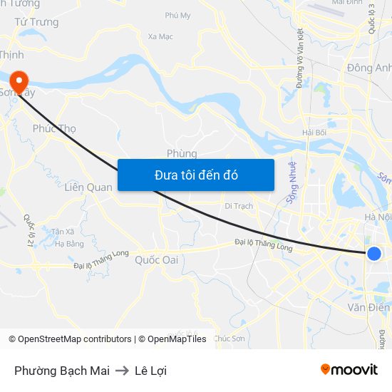 Phường Bạch Mai to Lê Lợi map