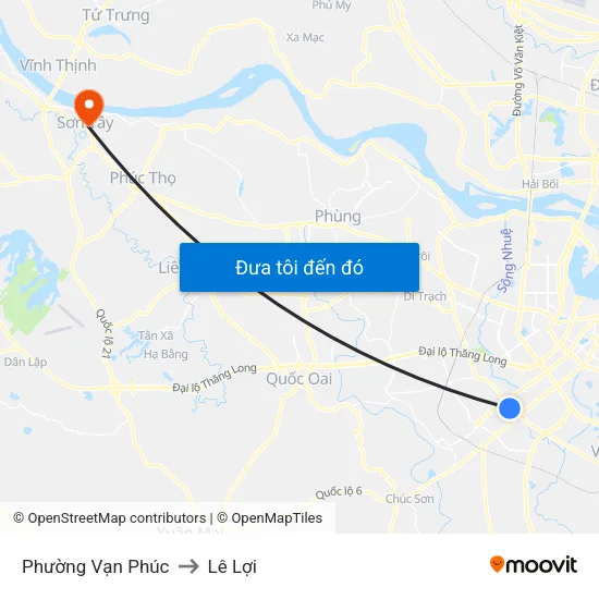 Phường Vạn Phúc to Lê Lợi map