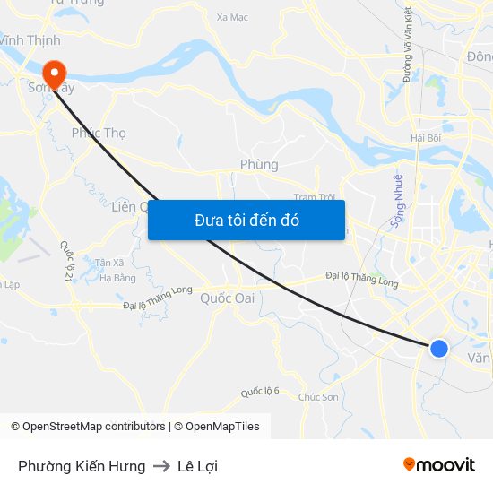 Phường Kiến Hưng to Lê Lợi map