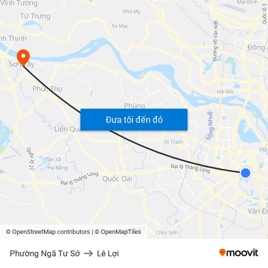 Phường Ngã Tư Sở to Lê Lợi map