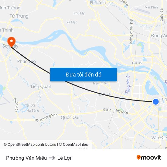 Phường Văn Miếu to Lê Lợi map
