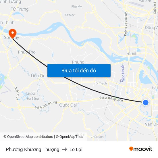 Phường Khương Thượng to Lê Lợi map