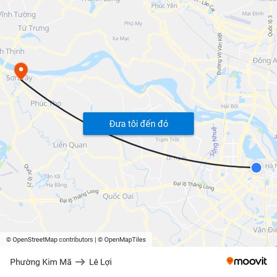 Phường Kim Mã to Lê Lợi map