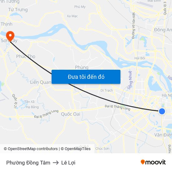 Phường Đồng Tâm to Lê Lợi map