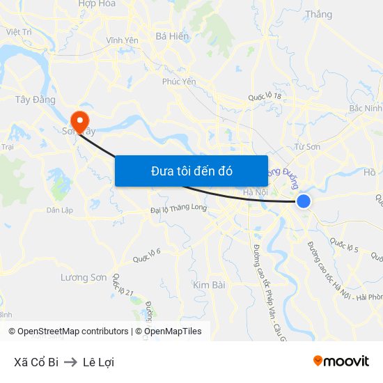 Xã Cổ Bi to Lê Lợi map