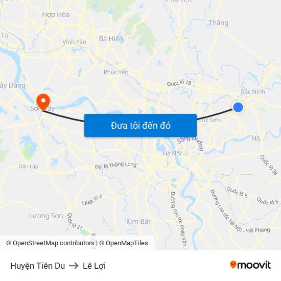 Huyện Tiên Du to Lê Lợi map
