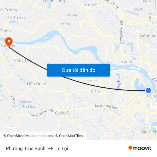 Phường Trúc Bạch to Lê Lợi map