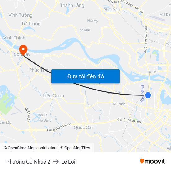 Phường Cổ Nhuế 2 to Lê Lợi map