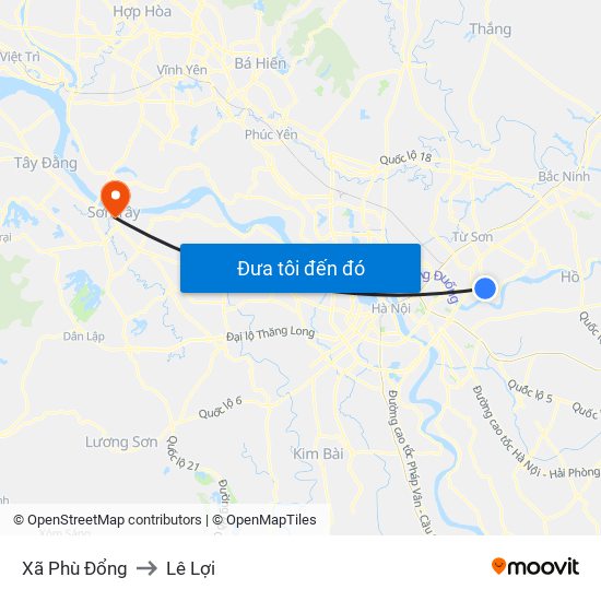 Xã Phù Đổng to Lê Lợi map