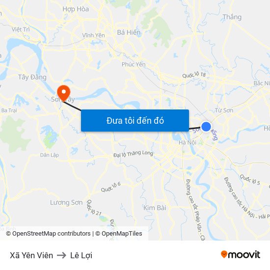 Xã Yên Viên to Lê Lợi map