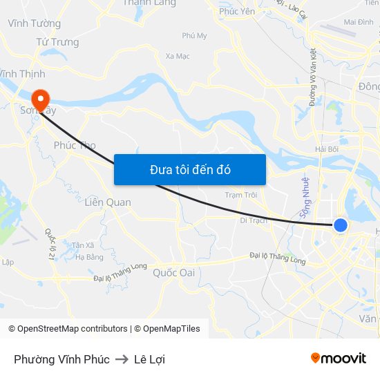 Phường Vĩnh Phúc to Lê Lợi map