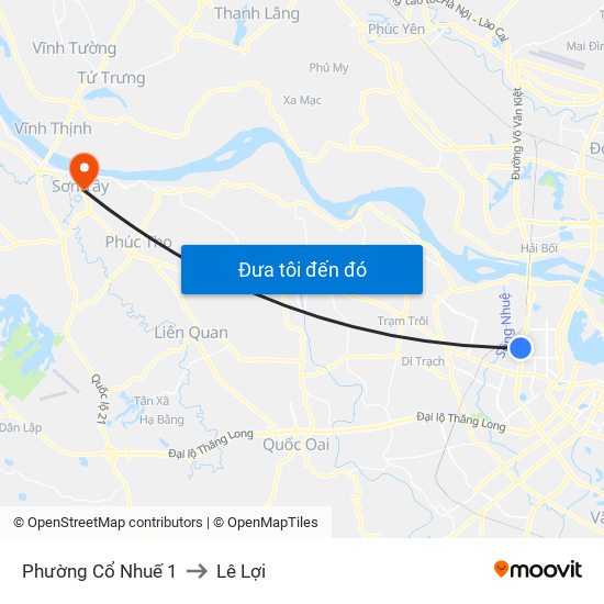 Phường Cổ Nhuế 1 to Lê Lợi map