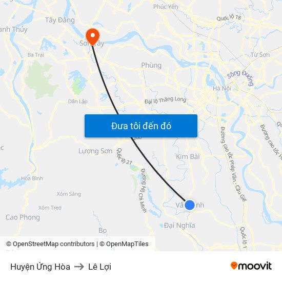 Huyện Ứng Hòa to Lê Lợi map