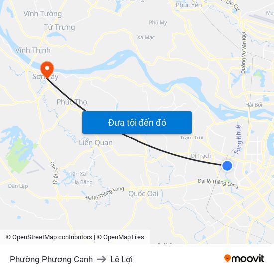 Phường Phương Canh to Lê Lợi map