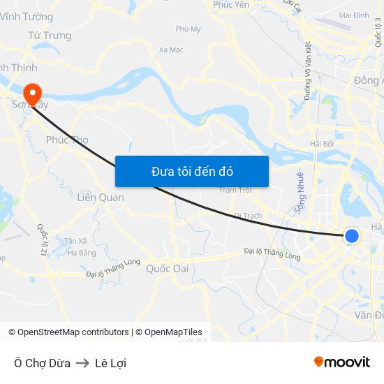 Ô Chợ Dừa to Lê Lợi map