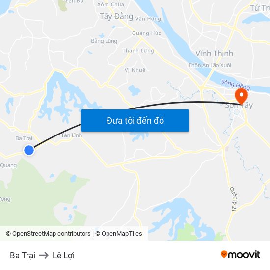 Ba Trại to Lê Lợi map